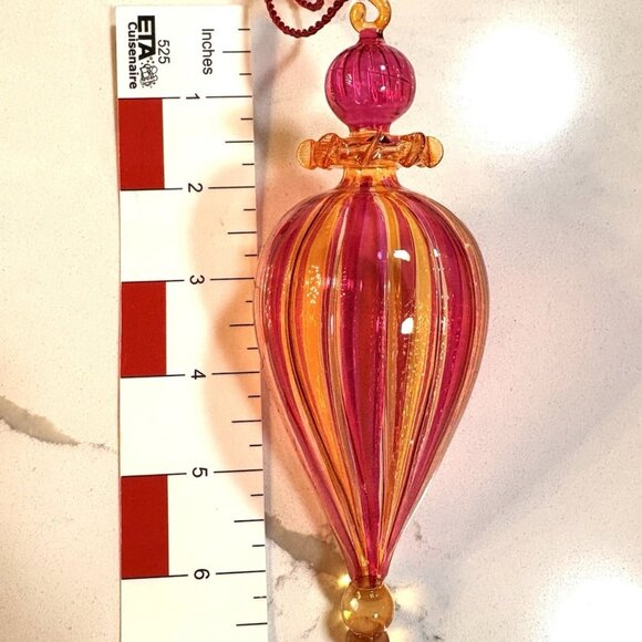 MARQUIS WATERFORD Crystal Ornament Venetian Arancia Spire 2003 Pink Orange 7” - Picture 6 of 8